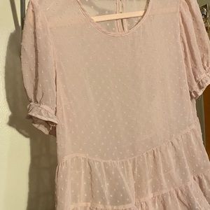 Cute pink see-through layer top